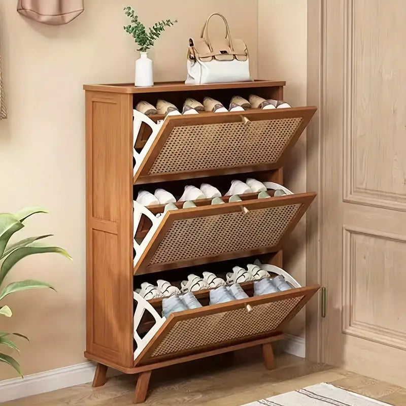 Zapatero de bambú de 3 puertas
